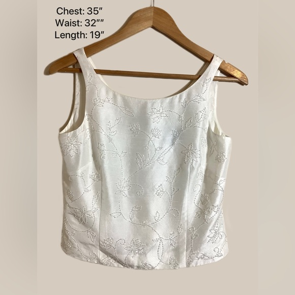 Vtg Anne Taylor Satin Silk Beaded Top 6P Ivory Bridal Wedding Separates Sparkle - Picture 5 of 14